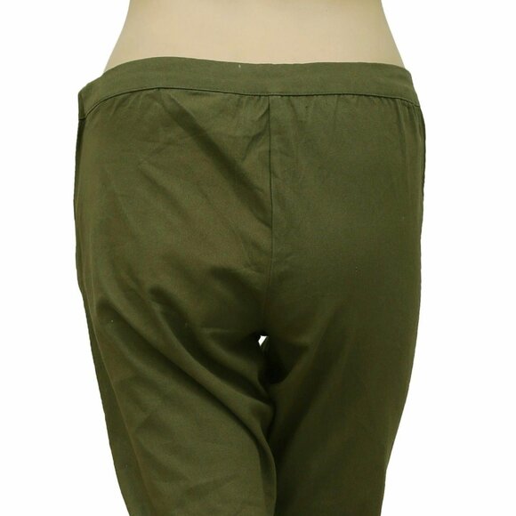 Free People Solid Formal Pants Olive Green Cotton Skinny Leg Zipper XS 220919 - Picture 4 of 4